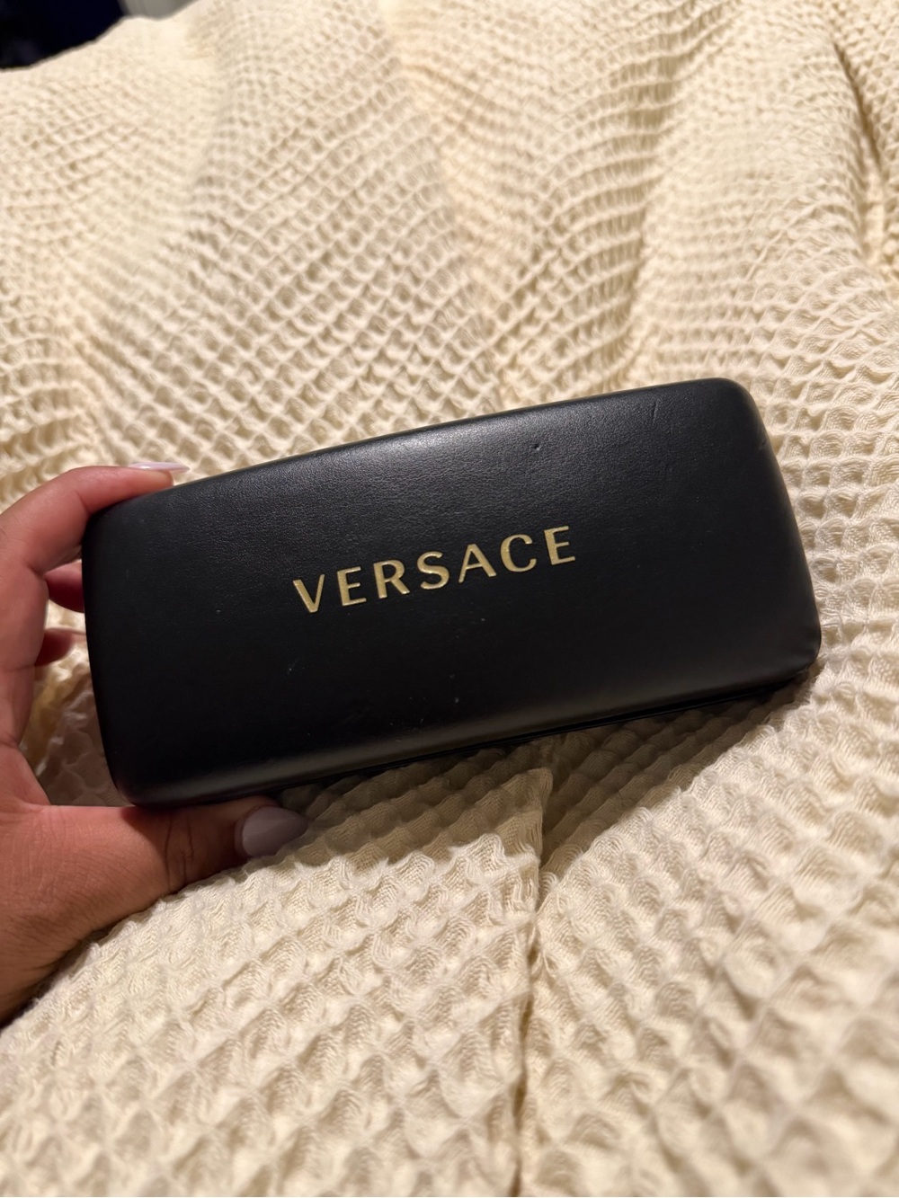 Versace Black Sunglasses Case with Gold Logo